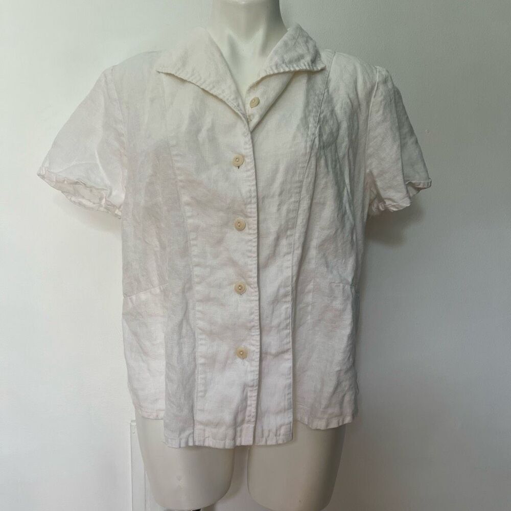 Flax 100% Linen white Button down shirt